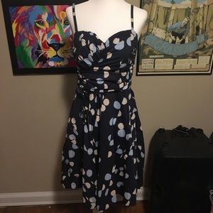 H&M Blue Polka Dot Sweetheart Neck Dress (size 6)
